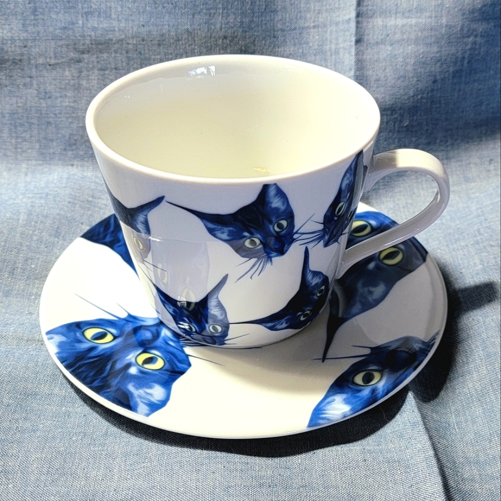Rare KATIE EARY for Ikea GILTIG CAT Cup & Saucer - Picture 1 of 6